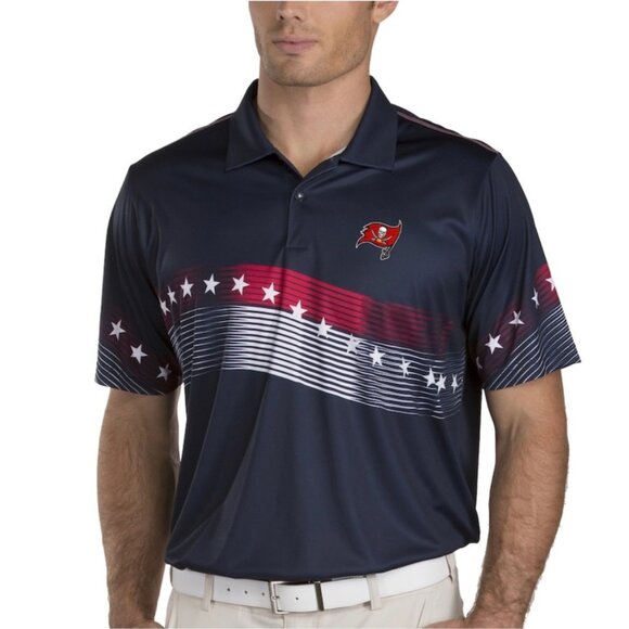 Antigua Other - Antigua XL Navy Mens Polo Shirt With Stars & Stripes Pattern